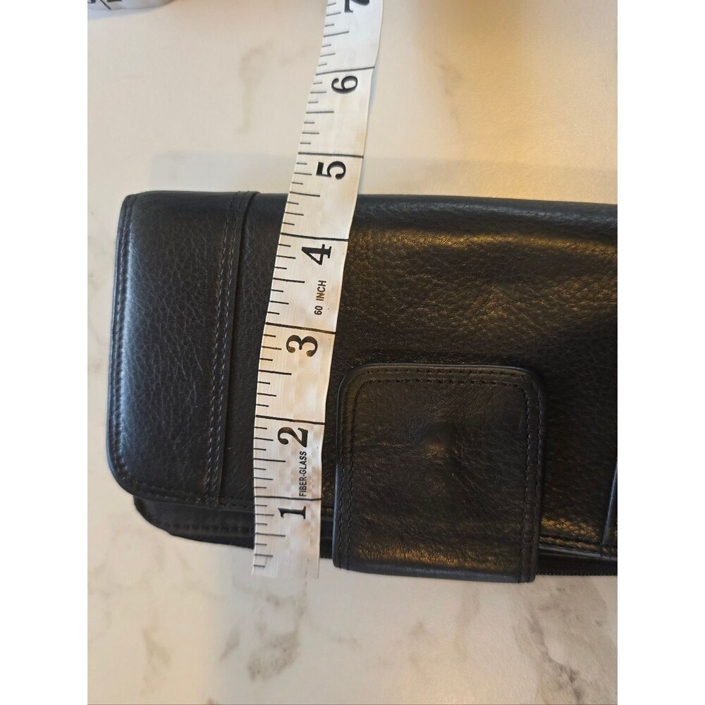 Black Leather Women's Zip-Around Wallet - Picture 7 of 7